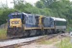 CSX local shoving a private car into its home track